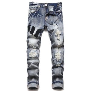 Jeans Amris voor heren Designer merk jeans Potloodbroek Lange ritssluiting Zwart Blauwe broek Broek Europese en Amerikaanse stijl Jean