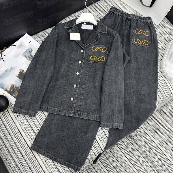 Jeans et pantalons Pantalons en denim Chemises Manteaux pour femmes Designer Veste de broderie taille haute Pantalon large Designers Jeans Streetwear