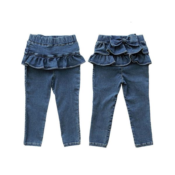 Jeans Arrivée Coréenne Printemps Automne Filles Jeans Filles Jupe-pantalon Gâteau avec Arc Fille Bébé Pantalon Mignon Enfants Denim Pantalon 2-11Y CC002 230512