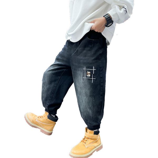 Jeans Automne Garçons Cargo Pantalon Enfants Bleu Denim Pantalon Mode avec Poche Enfants Coréen Vêtements Décontractés 5 6 8 9 10 12 14 Y 230905