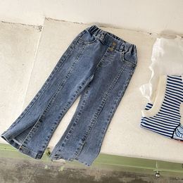 Jeans herfst lente babymeisjes skinny jeans mode Koreaanse stijl kinderen denim broek elastiek kids wijd uitlopende broek 2 tot 8 jaar 230512