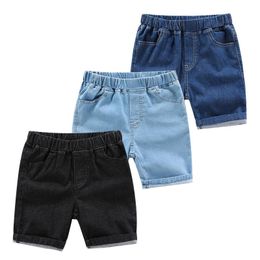 Jeans Baby Boy Denim Shorts Kleding Zomer Kinderen Shorts Casual Dunne Stijl Elastische Mid Taille Pure Color Offer voor tieners 230614