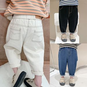 Jeans Bébé Garçon Fille Mode Lâche Style Coréen Casual Solide Couleur Printemps Automne Enfants Denim Pantalon Pour 1 7 Ans 230714