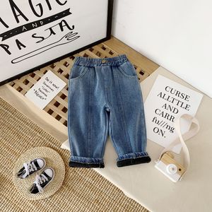 Jeans bébé fille Jeans enfants épais pantalons chauds filles jambes larges Jeans hiver enfants en peluche Jeans pantalons longs 1-9 ans 230512