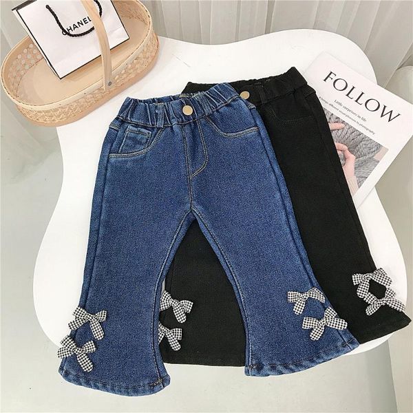 Jeans Baby Girls Winter Plus Pantalones de mezclilla de terciopelo Pantalones Boot Cut Pant Children's Kids