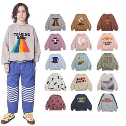 Jeans Bobo 2023 Korean Childrens Autumn Winter Clothes for Girls Boys Babi Sweaters Kids Sweatshirts Long Sleeve Oneck Cute Tops
