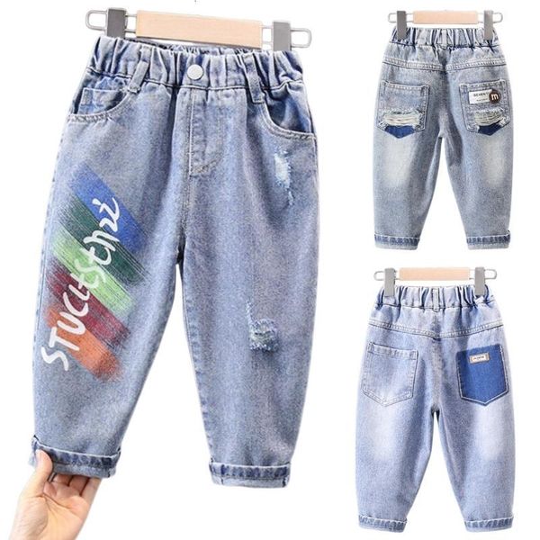 Jeans Pantalons en denim à trous amples pour garçons Mode Enfants Style Corée du Sud Pantalons de cowboy décontractés pour garçons Bébé Enfant 2 3 4 5 6 7 8 ans 230905