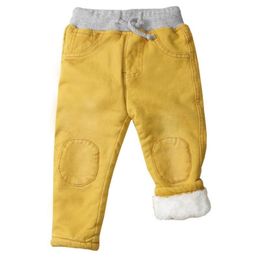 Jeans Jongens vrijetijdsjeans Winter Kinderen patch Thermische katoenen gewatteerde broek Kinderen dikker Plus fluwelen denim broek1-6Y 230904