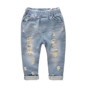 Jeans jongens broek denim kinderen lente gat elastische taille jeans broek voor jongenskleding kinderen broek