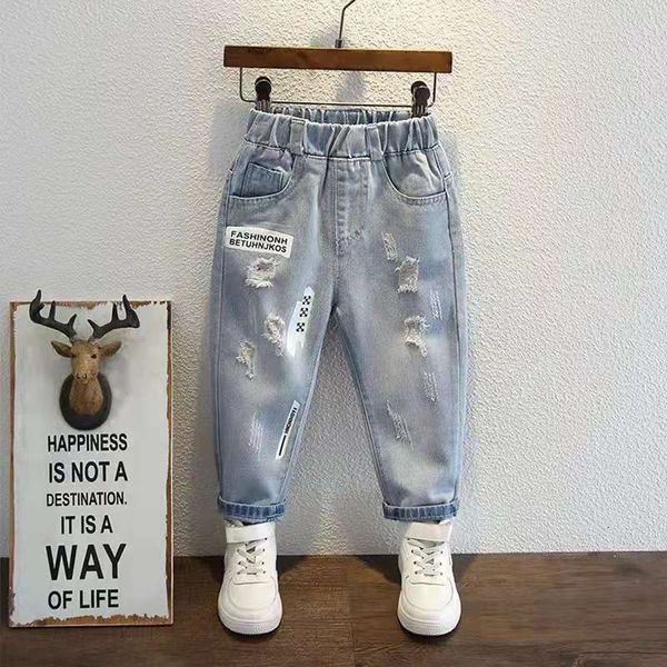 Jeans Garçons Pantalons Printemps Et Automne Modèles De Bébé Stretch Slim Fit Pour Petits Enfants De Taille Moyenne 230224