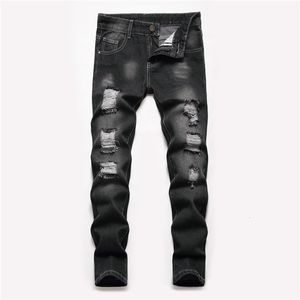 Jeans Jongens Straightleg Gescheurd Kinderen Gewassen Distressed Stretch Denim Broek Grote kinderen Casual broek 516y 230830