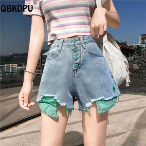 Jeans Casual Frayed Design Shorts Jean Women Overtize 5xl Koreaanse mode Hoge taille zomer korte denim broek brede poot pantalon cortos