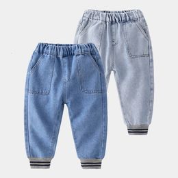 Jeans décontracté printemps automne 2 3 4-10 vêtements pour enfants pantalon denim long pantalon élastique élastique jean droit pour enfants 230406