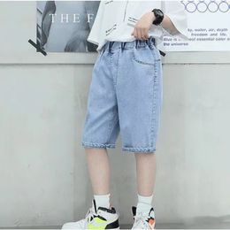 Jeans Kinderen Jongens Shorts 2023 Zomer Kinderen Denim Kleding Knielange Broek Korea Casual Effen Kleur Hoge Kwaliteit 230616