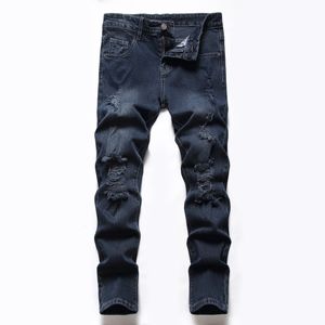 Jeans enfants quatre saisons garçons décontracté jambe droite déchiré Stretch Denim pantalon grands enfants lavé vêtements de base 616 230905