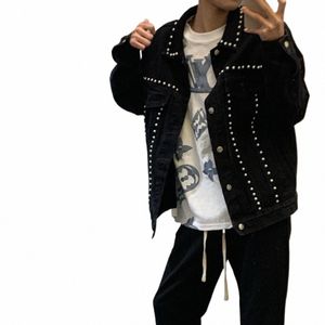Jeans manteau pour hommes automne Rivet noir Denim vestes homme Punk coréen vêtements populaires Fi de tissu grande taille corée Lxury L G T728 #