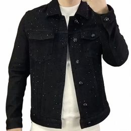 jeans manteau pour hommes cronts occasionnels minces minces denim courts de diamd black japonais lâche navire gratuit rock rock y2k korea g9aq #