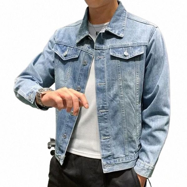 Jeans Coat For Men Light Denim Jackets Man Autumn Butt Free Ship Outwear Cowboy Qualité High Quality in Low le plus bas grand taille S L L4U2 #