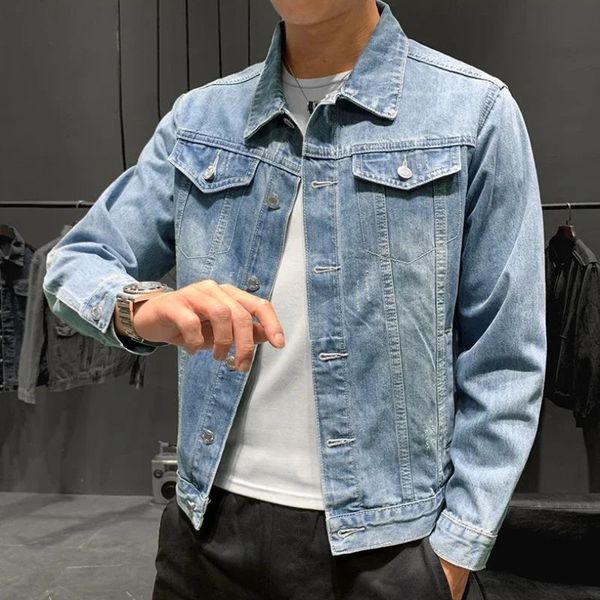 Jeans Coat For Men Light Denim Jackets Man Automn Button Outwear Cowboy Qualité High Quality in plus bas Big Size S L 240415