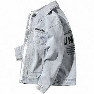 Jeans Abrigo para hombres con letras bordadas Chaquetas de mezclilla Hombre Otoño Ropa azul Joker Precio barato Elegante Invierno 2024 Tamaño L G Q5RM #