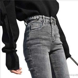 Jeans Cotday Spring Vintage Zwart Elastisch Skinny Denim Women High Tailed Taille Stretch Jeans Vrouw Casual Gray Pencil Leggings broek