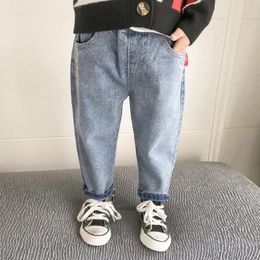 Jean Cowboy pour garçons, pantalon en Denim brodé avec lettres brodées, taille moyenne, pantalon de survêtement pour enfants, ample, radis, vêtements d'écolier tendance