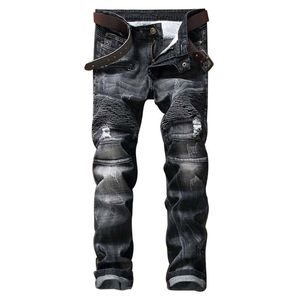 Heren Jeans Denim Mannen Europese En Amerikaanse Trend Folds Mode Rechte Hip Hop Broek Merk Vier Seizoen Heren