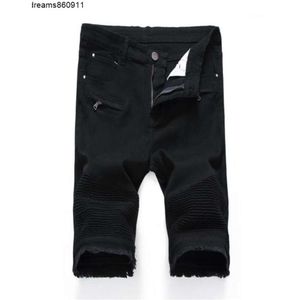 Jeans Denim Shorts hommes été Stretch Slim Fit court hommes concepteur coton décontracté en détresse noir Jean genou