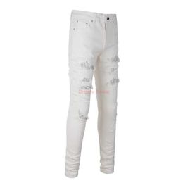 Jeans Designer Vêtements Amires Jeans Pantalons denim Amies Unisexe Jean Jean Jeans blanc Hot Diamond Wash usé Elastic Slim Fit Small Frais
