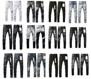 Jeans concepteur pour hommes pantalons en jean violet jean pourpre personnaliser les tendances en détresse du motard enlacée noire à biker slim fit momme empilé