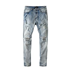 Jeans -ontwerper voor herenbroeken Wit Black Rock Revival Biker man Pant gebroken gat borduurwerk hiphop denim broek jeans pantalones