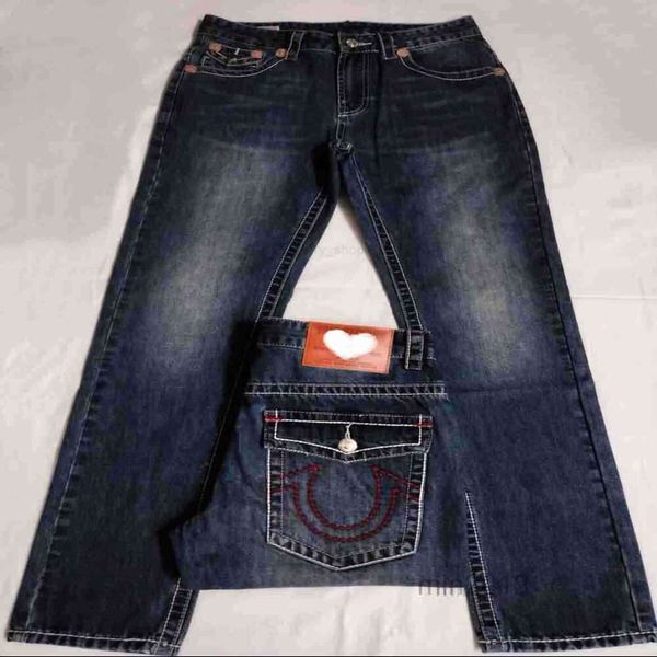 Diseñador de jeans Jean Trendy True Men's Jeans Big Buddha Religión Gran grueso Hilo suelto de pierna recta casual