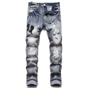 Jeans créatrice jeans jeans violet jeans imitation imitation vieille motte déchirée de dim