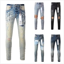 Jeans Designer Jeans jeans violet hommes hommes Womens High Street Wash Denim Broidered Zipper Button Slim Ligne droite Jeans Classic Fashion St