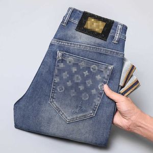 Jeans Designer Men's Men's 23 printemps / été Nouvelle broderie haut de gamme Big End Slim Fit Sleeve Elastic Long Pantal