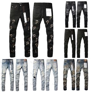 Jeans Designer Jeans pour hommes de luxe américain High Street noir déchiré jeans mode slim