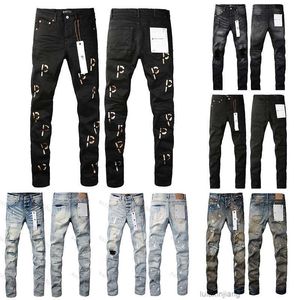 Jeans Designer Mens Jeans Luxury American High Street Black gescheurde jeans mode slank