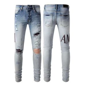 Jeans Designer Hommes Miri Mode Cool Style Denim Pantalon En Détresse Ripped Biker Broderie Luxe Noir Bleu Jean Slim Moto Haute Qualité Tendance 508 2