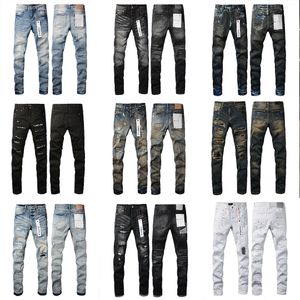 Jeans Designer Puple Hommes Skinny Luxe Denim Pantalon En Détresse Ripped Biker Noir Bleu Jean Slim Fit Moto