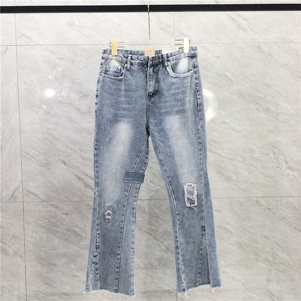 Jeans Diseñador Mujer Jeans Distressed Ripped Biker Slim Fit Motocicleta Denim Para hombre Moda Jean Parche perforado Pies anchos Micro Flar