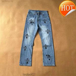 Designers de jeans Jean Chrome pantalon hommes Hommes Coeur broderie Patchwork Ripped for Trend Brand Motorcycle Pant Mens Skinny Fashion Straight Pantsczz90S30