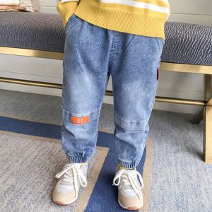 Jeans elastische taille kleine jongens jeans herfstbroek peuterjongen denim joggers schoolchild jeans kleuterjongen kinderen kleren 230306