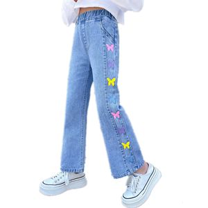 Jeans Design Élégant Adolescent Enfants Jeans Pantalons Pour Filles Denim Pantalon Adolescent Enfants Papillon Vêtements Pour 4 5 7 9 11 13 14 Ans 230317