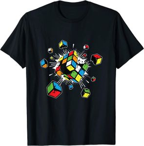 Jeans explotando Rubix Rubiks Rubics Cube regalo para niños camiseta Fiess camisetas ajustadas camisetas clásicas camisetas de algodón Casual para hombres