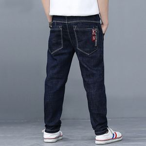 Jeans Fashion Children Jeans Hoge kwaliteit Big Boys Denim broek Pure Color Cotton Lange broek voor tiener 8 10 12 14 16y Kids Deskled 230322