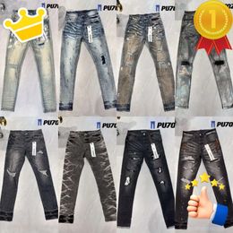 Jeans Mode Paars Designer Heren Distressed Ripped Bikers Dames denim cargo voor heren Zwarte broeken Retro streetwear Casual joggingbroek Ontwerpers Joggers Broek