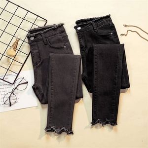 Jeans vrouwelijke denim broek zwart kleur dames donna stretch bodems feminino mager voor vrouwen broek 210428