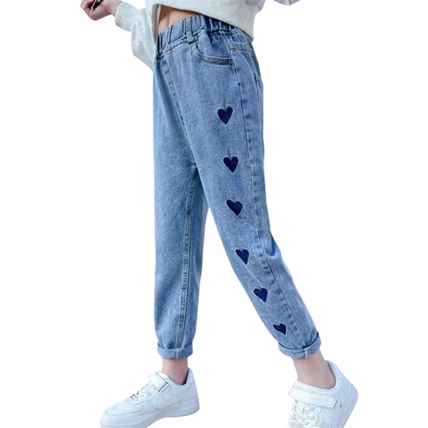 Jeans Pour Fille Coeur Motif Enfants Printemps Automne Garçons Style Décontracté Vêtements s 6 8 10 210527