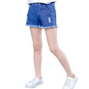 Jeans voor meisje gat meisjes korte broek zomerbroek kinderen casual stijl kleding 6 8 10 12 14 210527