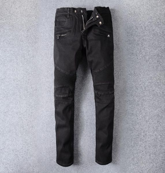 Jeans pour homme Designer Black Fit Skinny Rip Skull Slim Biker Mode Hommes Denim Détresse Classique Culte Rappeur Zipper Poche Longue St7692965